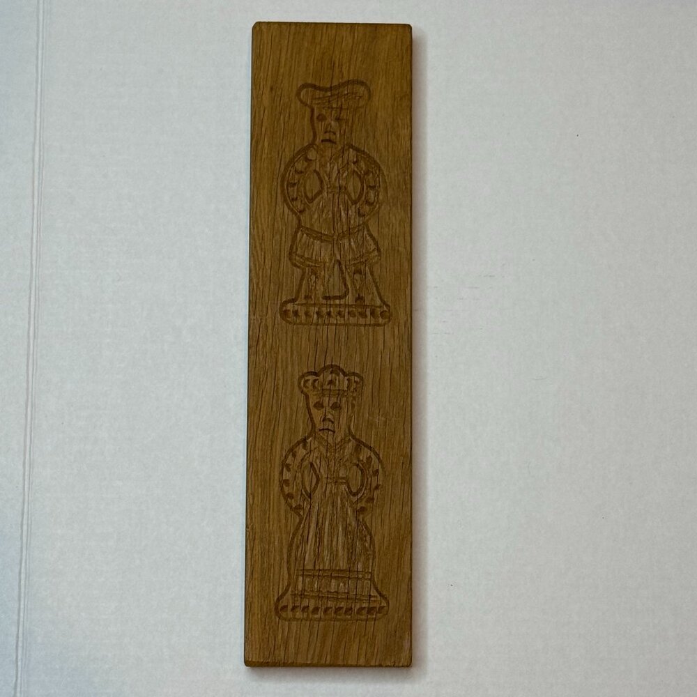 Wooden Dutch Folk Art Springerle Cookie Mold Kitchen Wall Decor Man Lady Vintage